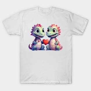 Valentine Dinosaur Couple T-Shirt